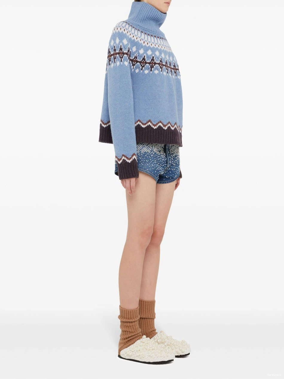 Cheap Women Alanui high-neck jumper intarsia-knit 0404